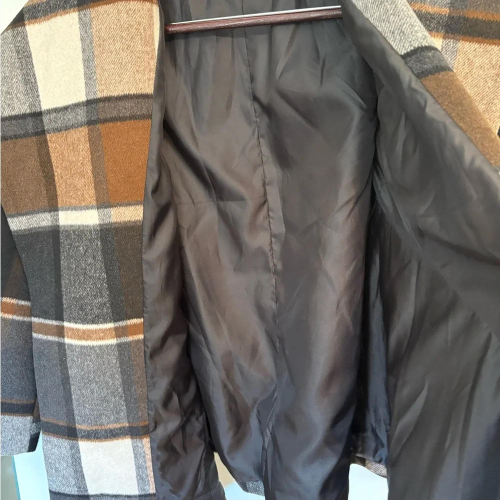 Chicwish Wool Blend Plaid Asymmetrical Belted Coat - Picture 5 of 5